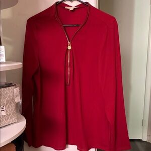 Michael Kors Red Blouse with Zipper Detail